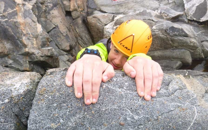 middle school student learns to rock climb